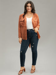 Halloween Plain Belted Pocket Button Up Gathered Coat