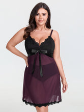 Sheer Lace Trim Bow-Tie Sleep Dress