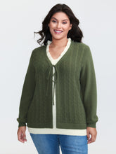 2-in-1 Cableknit Layered Tie Pullover