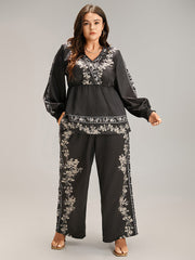 Boho Print Pocket Elastic Waist Pants