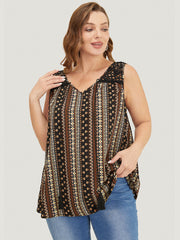 Bandana Print Tassels Lace Tank Top