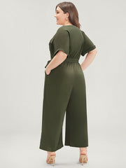 Plain Flap Pocket Belted Button Up Jumpsuit