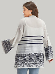 Bandana Print Geo Eyelet Ties Front Cardigan