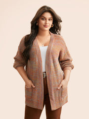 Heather Patch Pocket Drop Shoulder Cardigan
