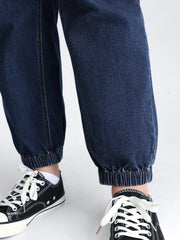 Stretchy Drawstring Cuffed Jogger Jeans