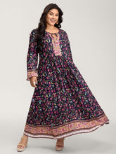 Floral Print Pockets Adjustable Neckline Maxi Dress