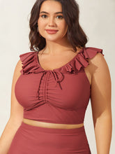 Ruffled Drawstring Bodice Swim Top