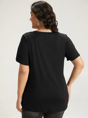 Halloween Letter Print V Neck T-shirt