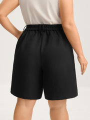 Pin Tuck Straight-Leg Shorts