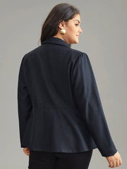 Suit Collar Plain Buckle Detail Tweed Blazer