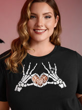 Skeleton Heart Embroidered Cut-Out T-Shirt