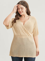 Plain Dolman Sleeve Wrap Knit Top