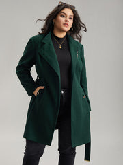 Solid Metal Detail Belted Pocket Coat