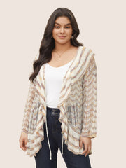 Ombre Heather Ruffle Trim Ties Front Cardigan