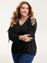 Shoulder Crosstie Design V-Neck Sweatshirt