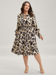 Silhouette Floral Neck-Tie Midi Dress