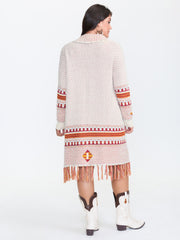 Boho Pattern Tassels Fluffy Texture Knit Cardigan