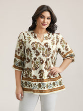 Floral Print Notched Collar Shirt