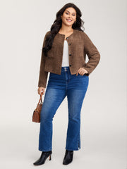 Flocked Textured Button Pockets Jacket