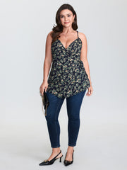 Floral Print Side-Tie Rayon Tank Top