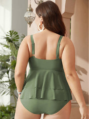 Sculpt Waist Flutter Tiered Hem One Piece Swimsuit