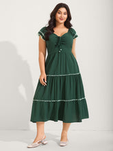 Ruffled Sweetheart Neck Tiered Midi Dress