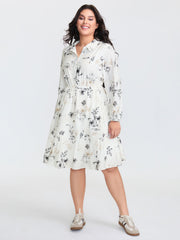 Floral Print Drawstring Waist Midi Dress