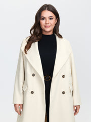Belted Lapel Collar Double Button Coat
