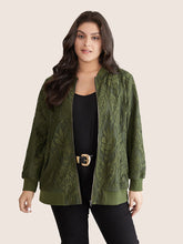 Silhouette Floral Print Zipper Lace Panel Jacket