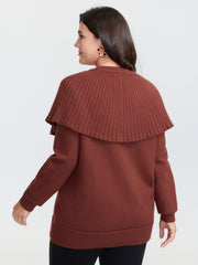 Faux Two-Piece Cape Velvet Bow Pullover