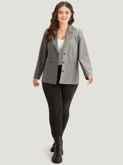 Solid Suit Collar Patched Pocket Blazer