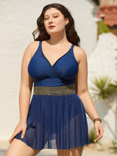 2-in-1 Embroidered Surplice Swim Dress