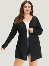 Solid Rib Knit Pocket Lightweight Tunic Cardigan