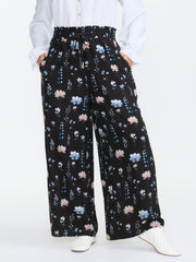 Floral Print Drawstring Waist Loose Fit Pants