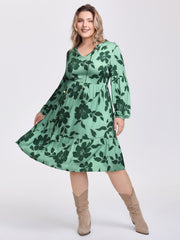 Floral Print Neck-Tie Tiered Midi Dress