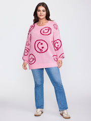 Smiley Pattern Jacquard Pullover