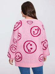 Smiley Pattern Jacquard Pullover