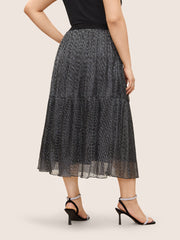 Glitter Mesh Patchwork Texture Pocket Skirt