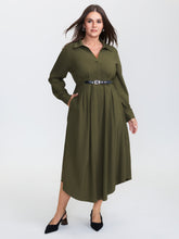 Arc Hem Cinched-Waist Shirt Maxi Dress