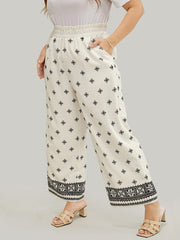 Bandana Print Pocket Paperbag Waist Pants
