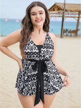 Geometric Patchwork Knotted A Line Tankini Top