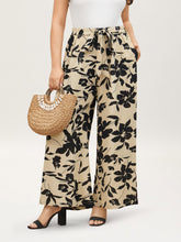Silhouette Floral Print Ties Side Seam Pocket Pants