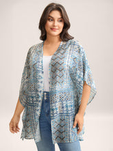Abstract Print Flowy Sleeve Kimono