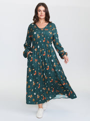 Animal Printed Cross-Tie Neckline Maxi Dress