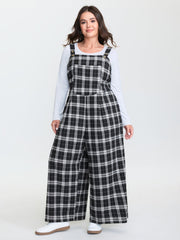Checkered Overall Straps Jumpsuit