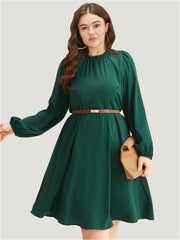 Anti-Wrinkle Frill Trim Elastic Cuffs Dress