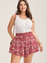 Paisley Print Flared Wide-Leg Shorts