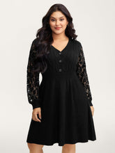 Sheer Lace Sleeve Patchwork Sweater Dress