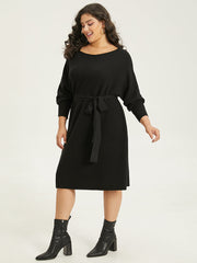 Supersoft Essentials Boat Neck Belted Sweater Dress