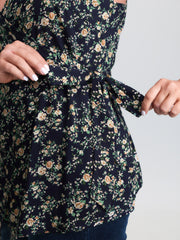 Floral Print Side-Tie Rayon Tank Top